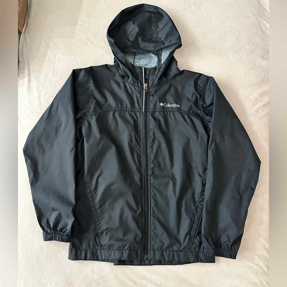 Columbia Rain Jacket Youth Unisex M 10-12 Black EUC